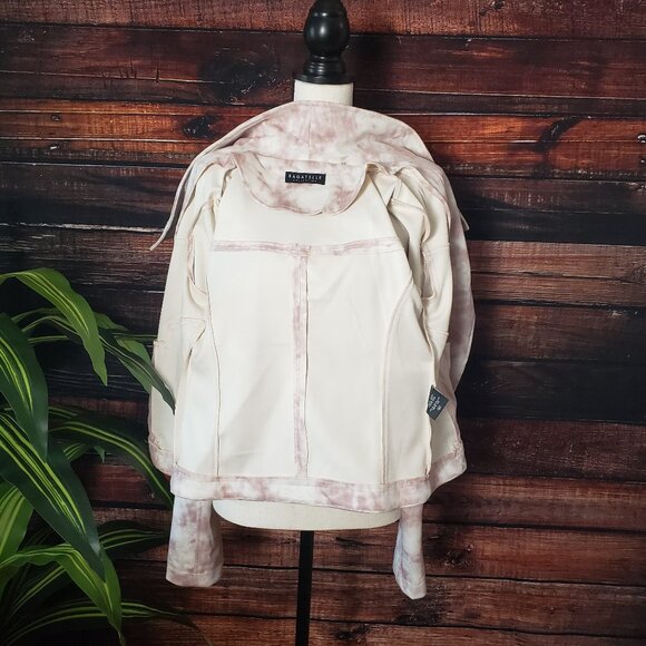 NWT Bagatelle Faux Suede Moto Jacket XS Cream Rose Tie Dye Full Zip - Picture 6 of 10